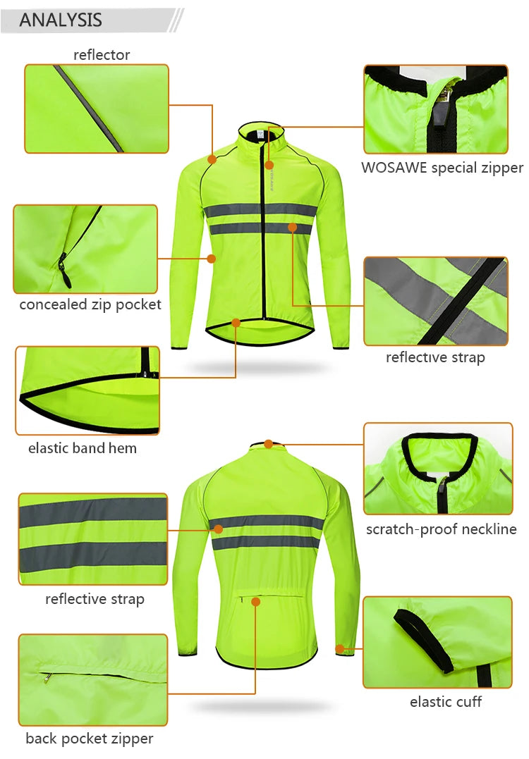 WOSAWE Men’s Packable Reflective Windproof Cycling Jacket
